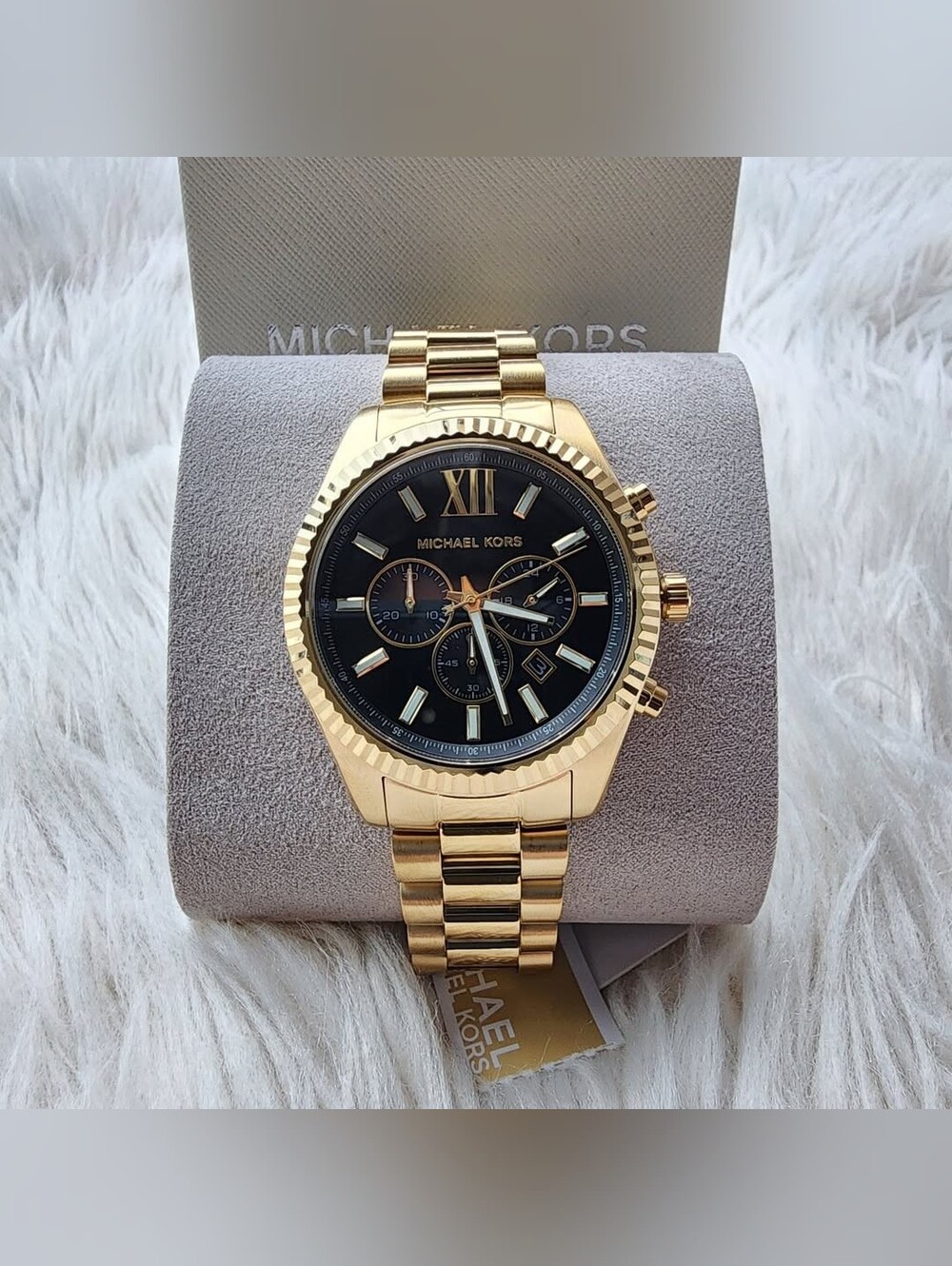Michael Kors Original New Gold-Tone Black Dial Chronograph Watch